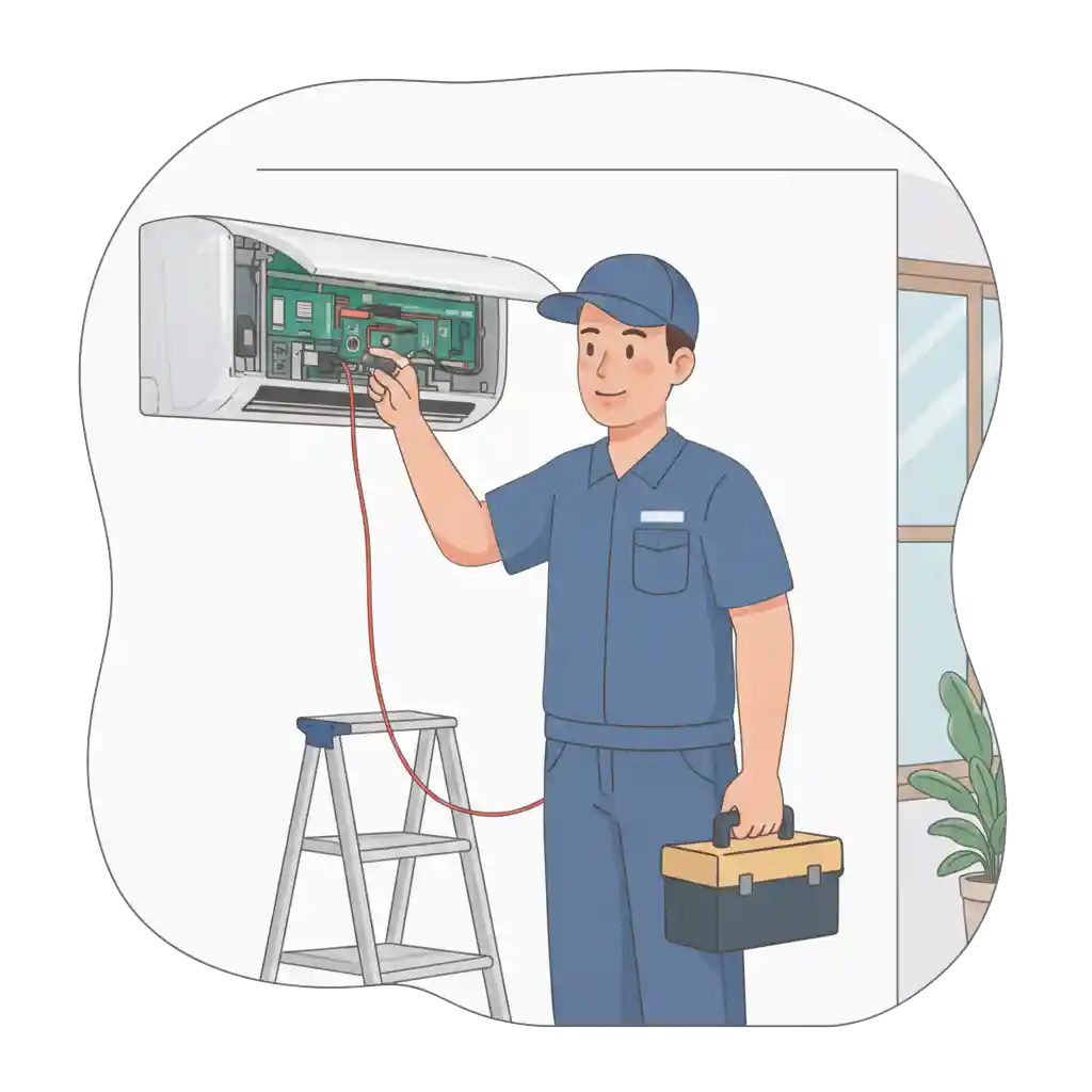 ilustrasi tukang ac pengecekan