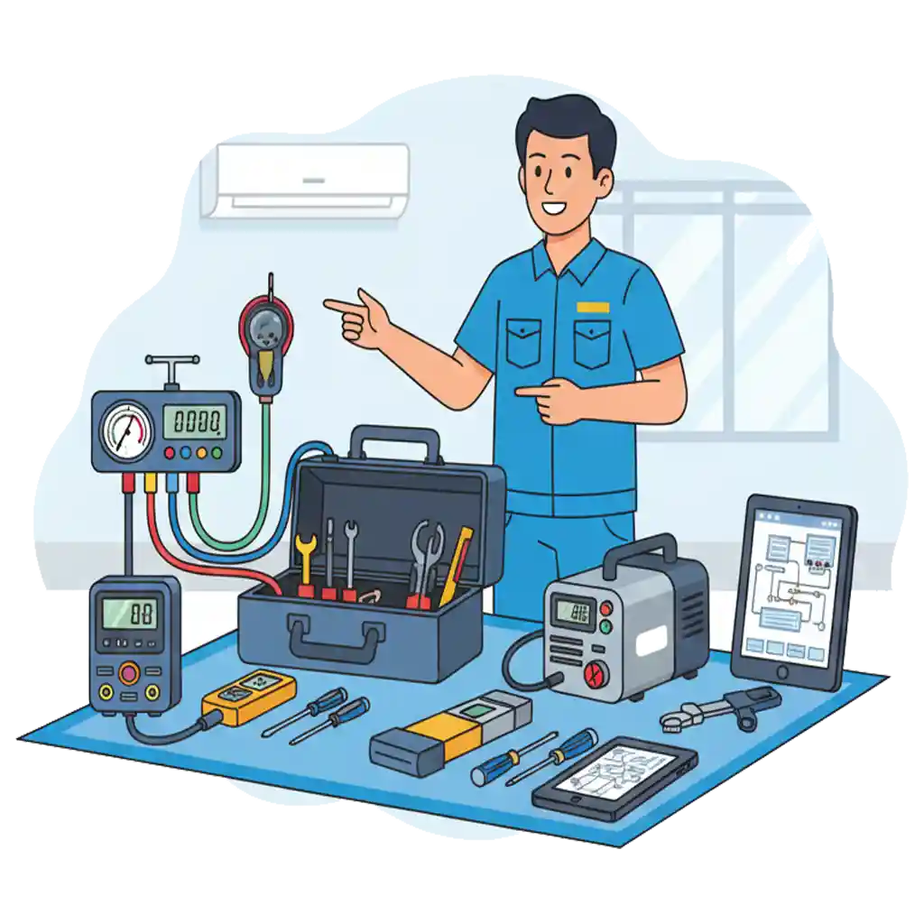 peralatan tukang service ac yang modern